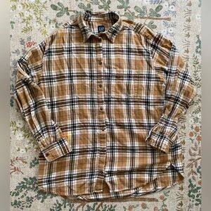 Gap Med TALL Tan and Brown Flannel
